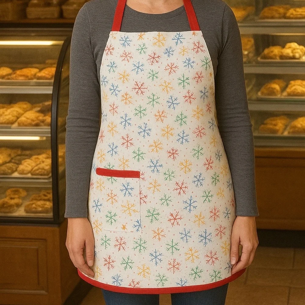Snowflake Apron – Adjustable Red Ties Unisex